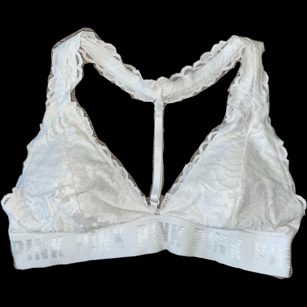 PINK White Lace Bralette; Womens Size Small